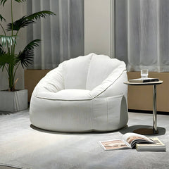 Solid Color Cotton Blend Bean Bag Chair in White