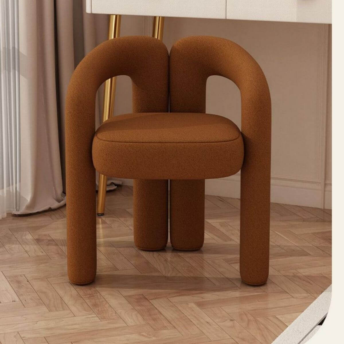 Solid Color Modern Vanity Stool with Back