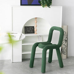 Green modern seating accent stool with sturdy metal frame