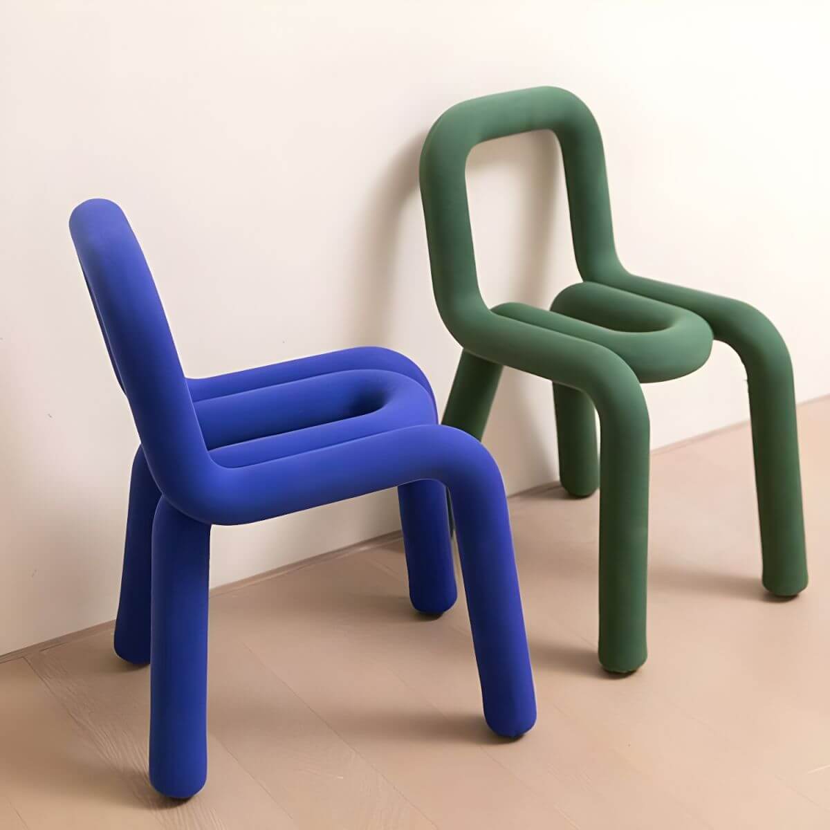 Blue polyester blend accent stool showcasing a sleek design