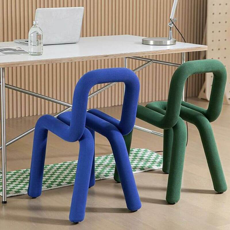Green modern seating accent stool with sturdy metal frame