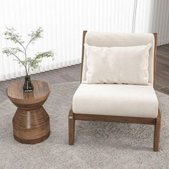 Non-reclining cream chair with pillow support