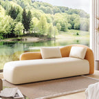 Solid Color Right-hand Piece Upholstered Right-Arm Chaise Lounge in Off White Orange