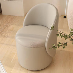 Ivory leather upholstered vanity stool