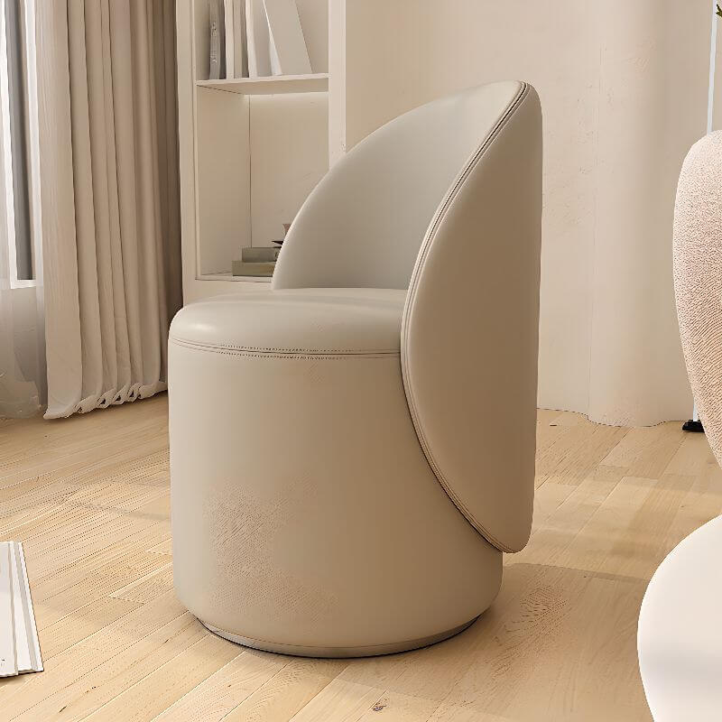 Tan swivel vanity stool with drum base