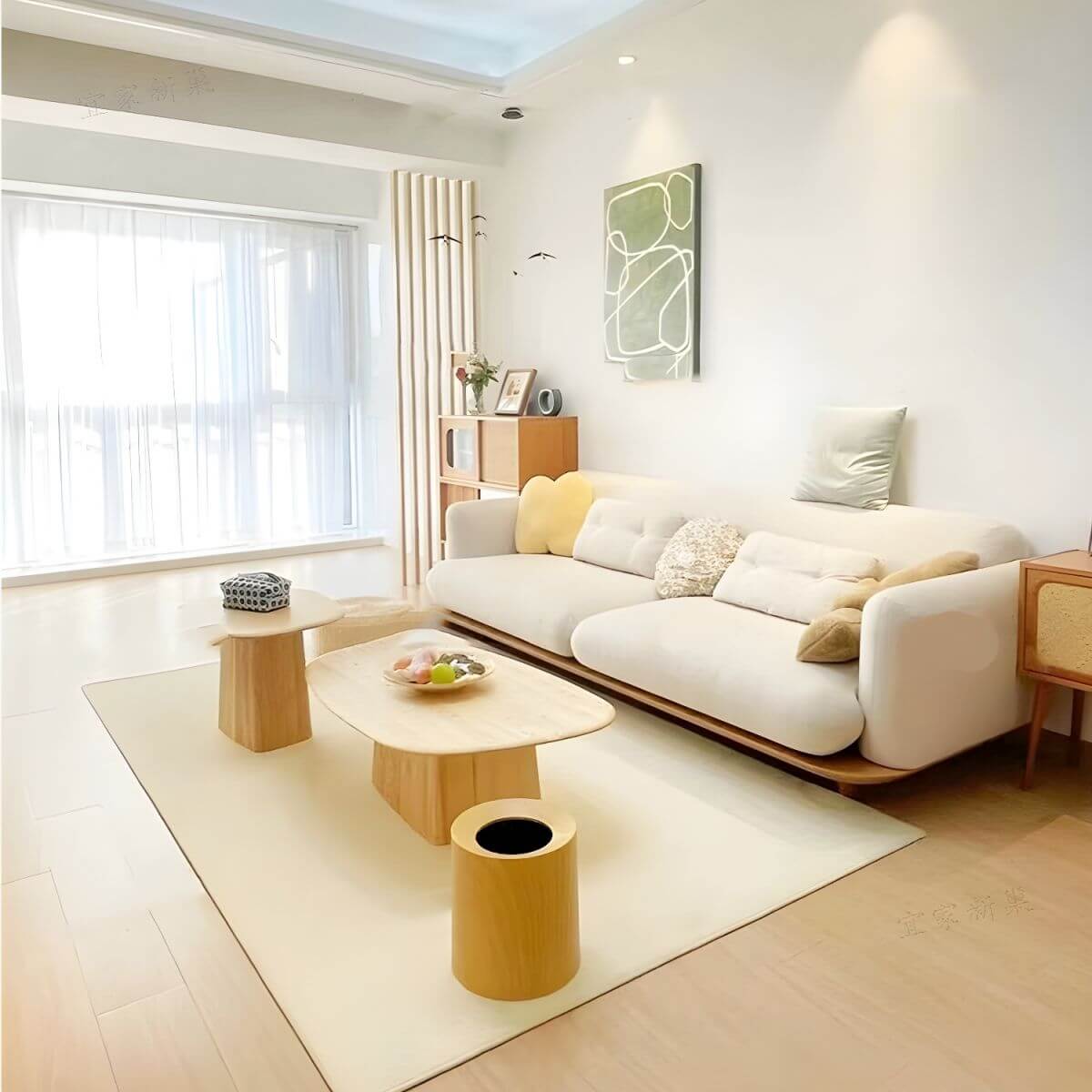 cream sofa with slipcover