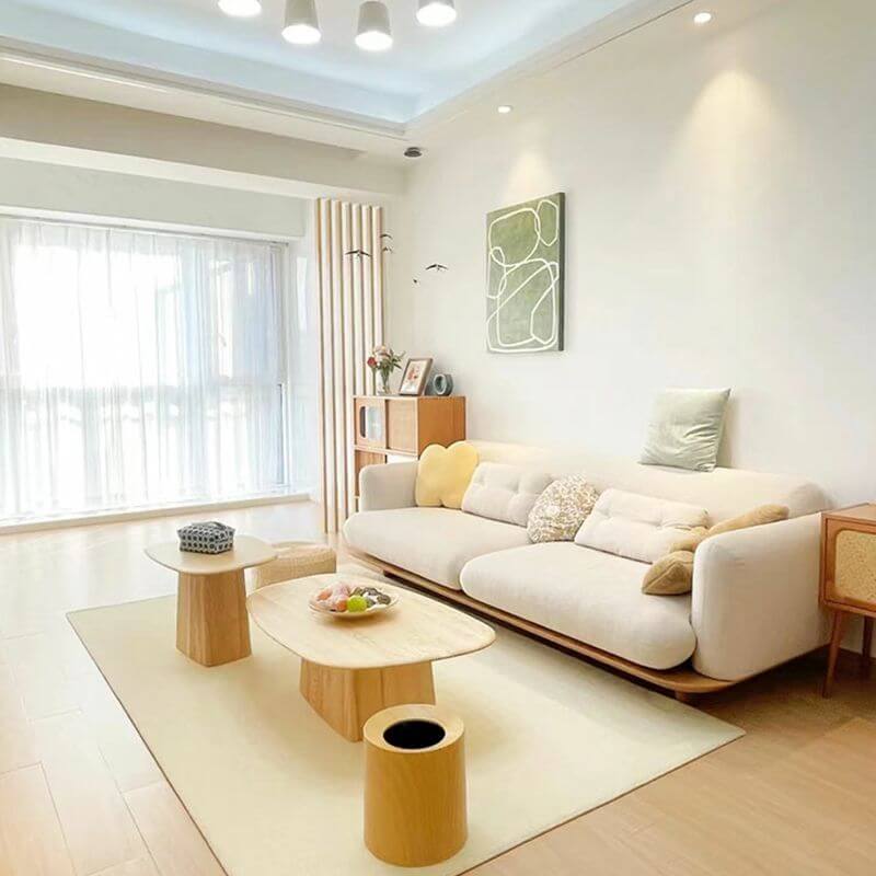 Solid Color Tear Resistant Cream Sofa with Slipcover for 3-seater/2-seater in a Modern Simple Style Secondary image