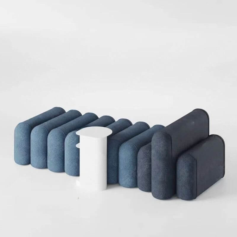 Einfarbig Bezogene Akzentbänke in Cerulean mit Gepolstertem Sitz in Einfachem Stil Zweitbild