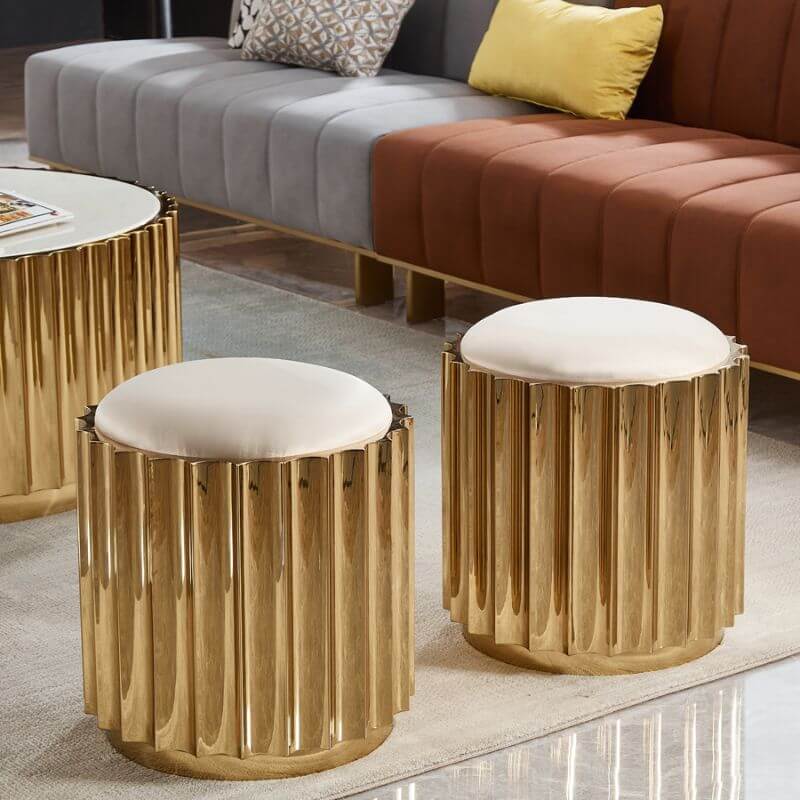 Solid Color Upholstered Accent Stool front view