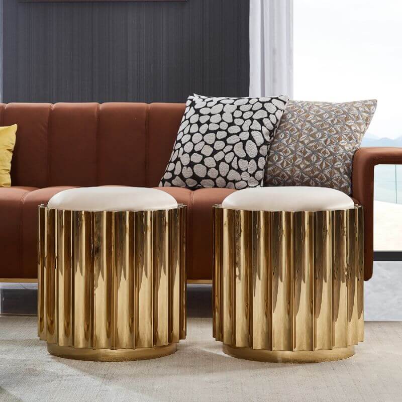 Stylish accent stool in a modern living room