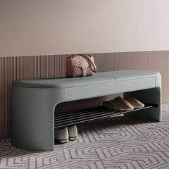 Grey Solid Color Shoe Bench with Storage