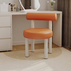 Modern vanitiy stool with tall back in orange color