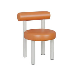 Modern vanitiy stool with tall back in orange color