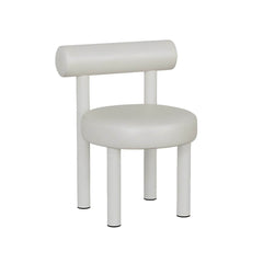 Grey vanity stool with solid color pattern