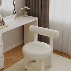 Grey vanity stool with solid color pattern