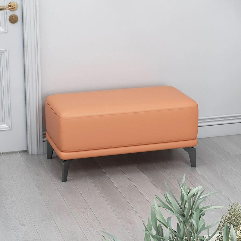 Genuine leather orange footstool