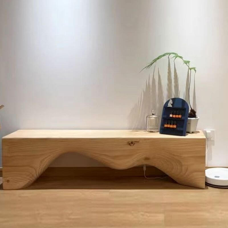 Solid wood bench in natural finish