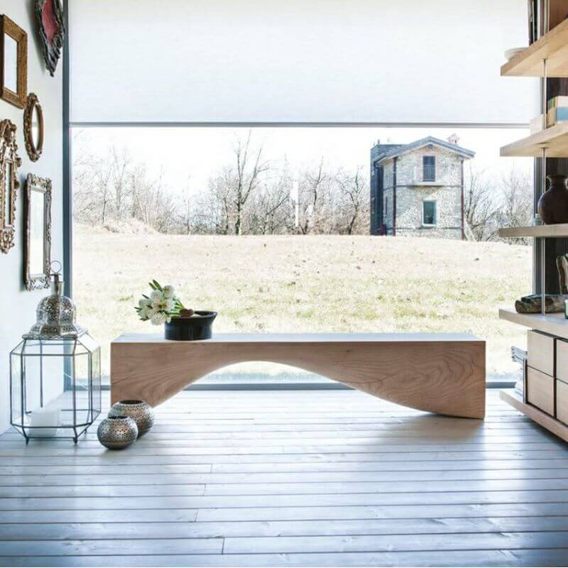 Modern entryway bench with a sleek design