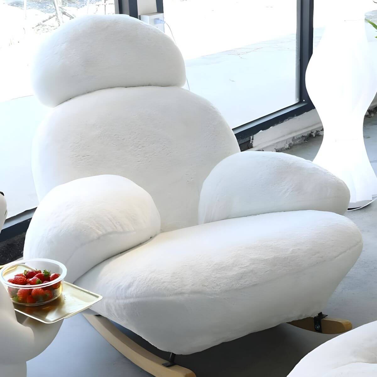 スクラッチ防止・汚れ防止天然木ソリッドウッドスピンドルインドアロッキングチェア サブ画像