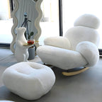 Pink indoor rocking chair with ottoman