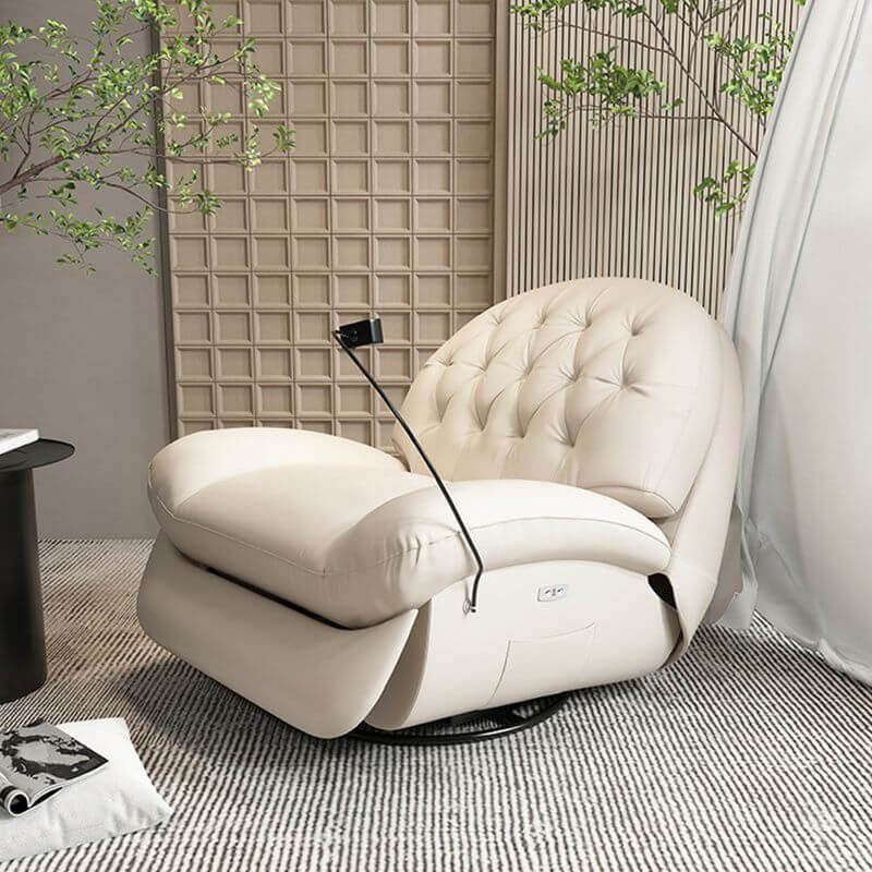 modern upholstered swivel gliding recliner