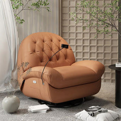 beige upholstered recliner