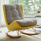 Modern brown upholstered rocking chair front view