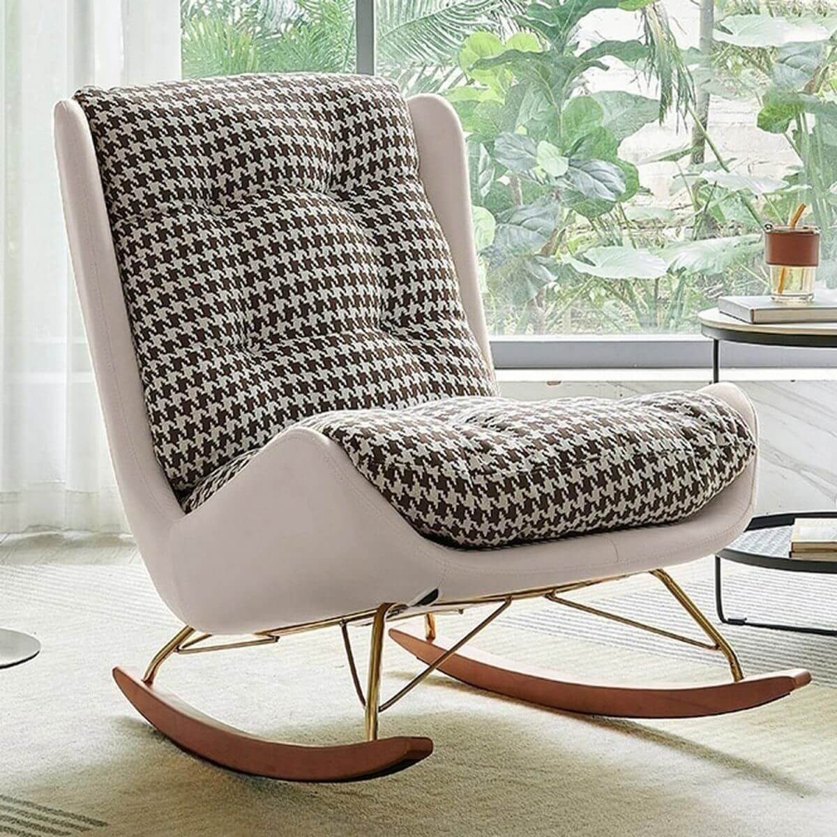 Brown rocking chair in a modern living room Main image