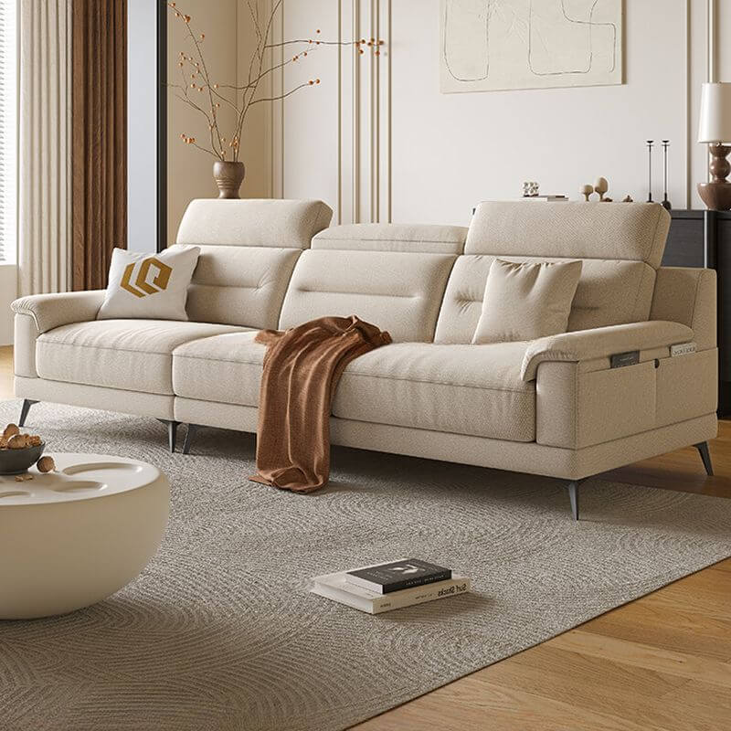 Elegant off-white sofa in modern drawing room