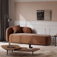 Coffee colored left-arm chaise with modern design