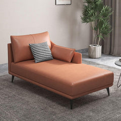 Orange Upholstered Chaise Lounge with Tuxedo Arm