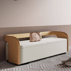 Stainless Alloy Living Room Bench in White