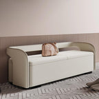 Upholstered Stainless Alloy Bench with Armrest