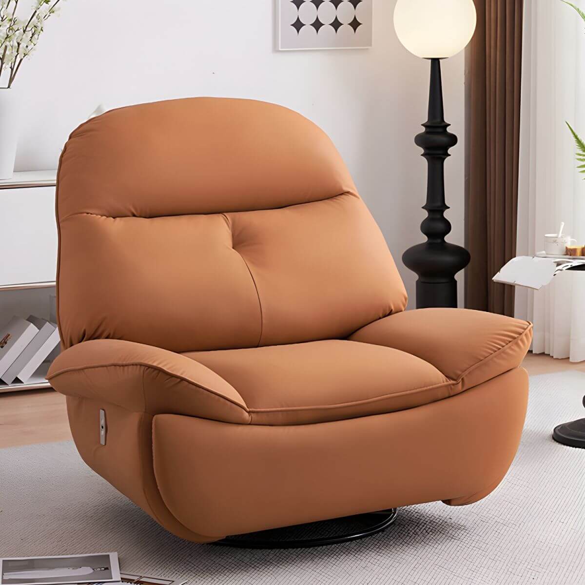 Standard size modern recliner in olive green faux leather upholstery Hauptbild