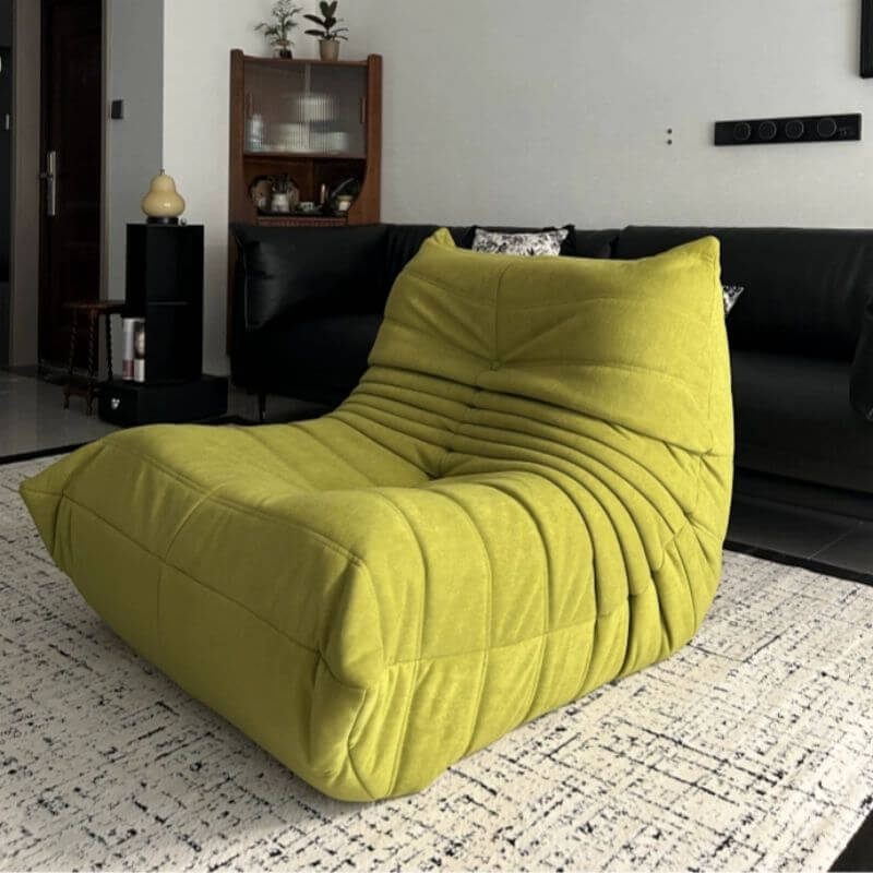 Green suede bean bag lounger