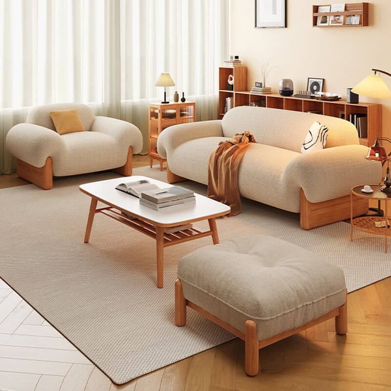 アイボリー色のスタンダードソファ（アーム付き、枕1個付き） サブ画像