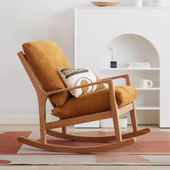 Chalk colored ergonomic oak rocking seat