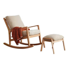 Butter color rocking chair with footstool