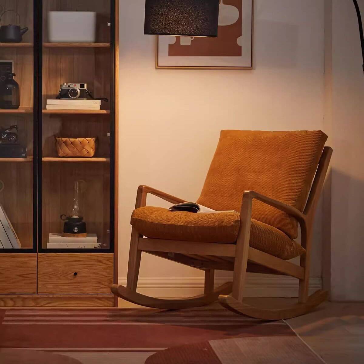 Butter color rocking chair with footstool