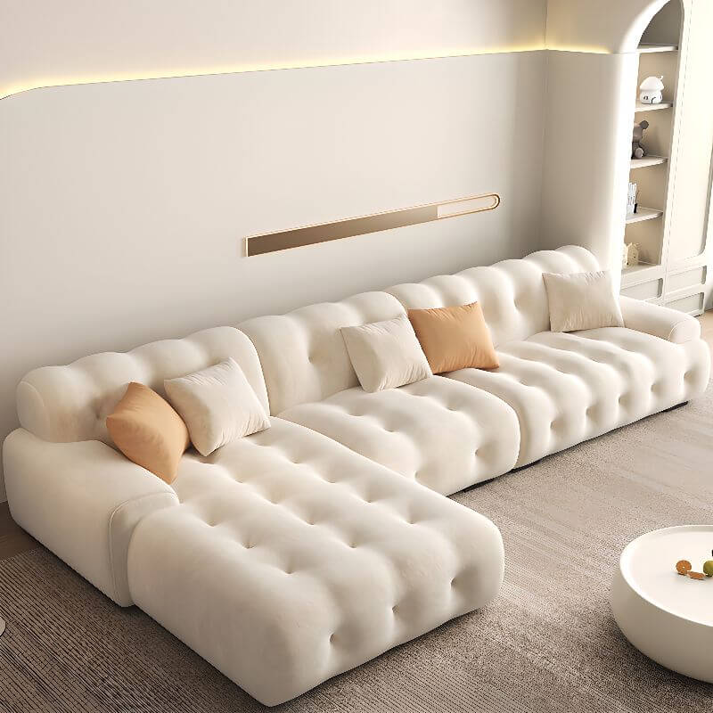 Stitch-tufted L-Shape Sofa Chaise Image principale du produit