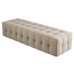 stitch-tufted sitting bench with lemon cushion