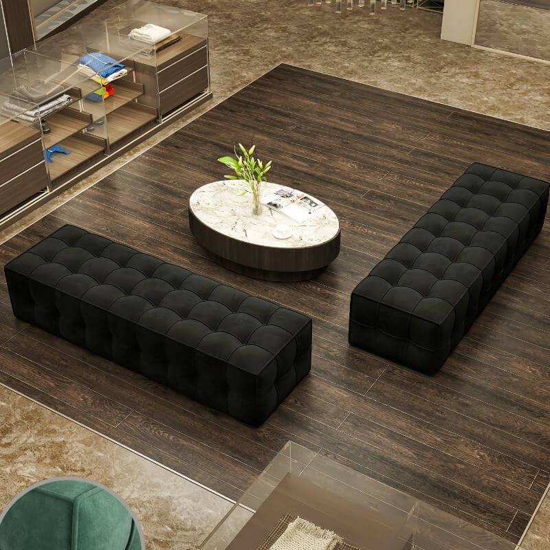 Banc de siège rembourré avec coutures piquées et coussin moelleux gris/citron/vert olive Image secondaire du produit