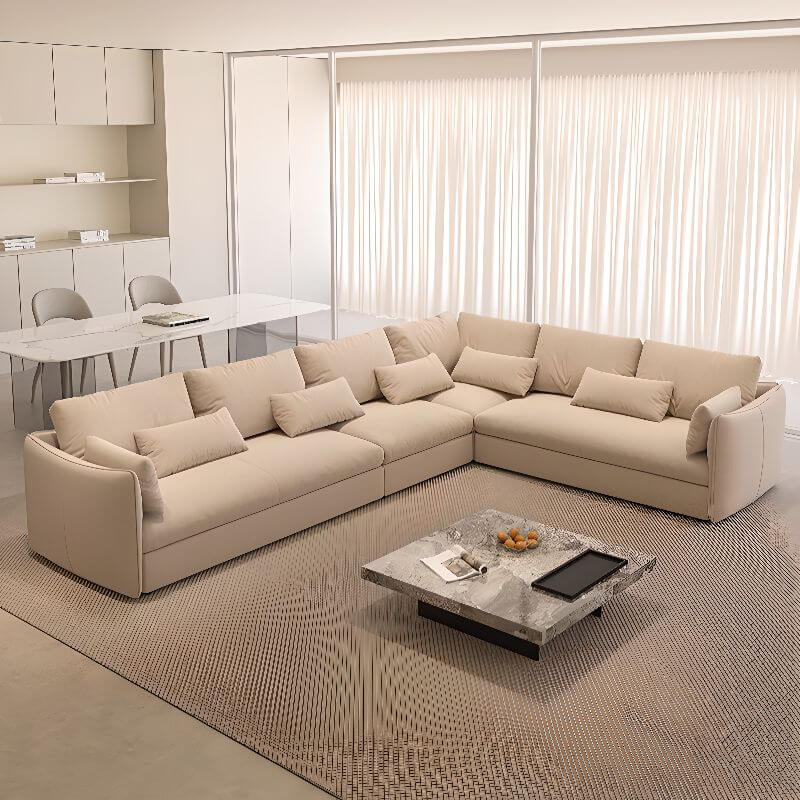 Modern living room with ink and white sofa