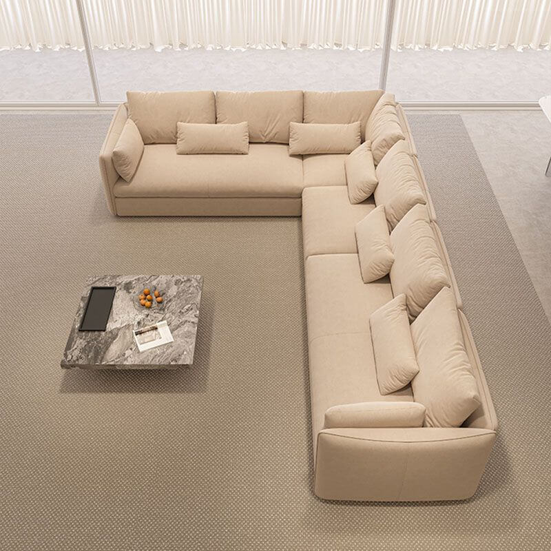 Sectional sofa with natural wood frame