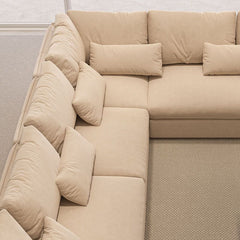 Khaki sectional sofa in cozy living room