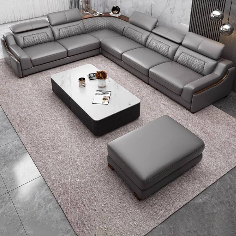 Straight U-Shape Sofa Sectional in living room