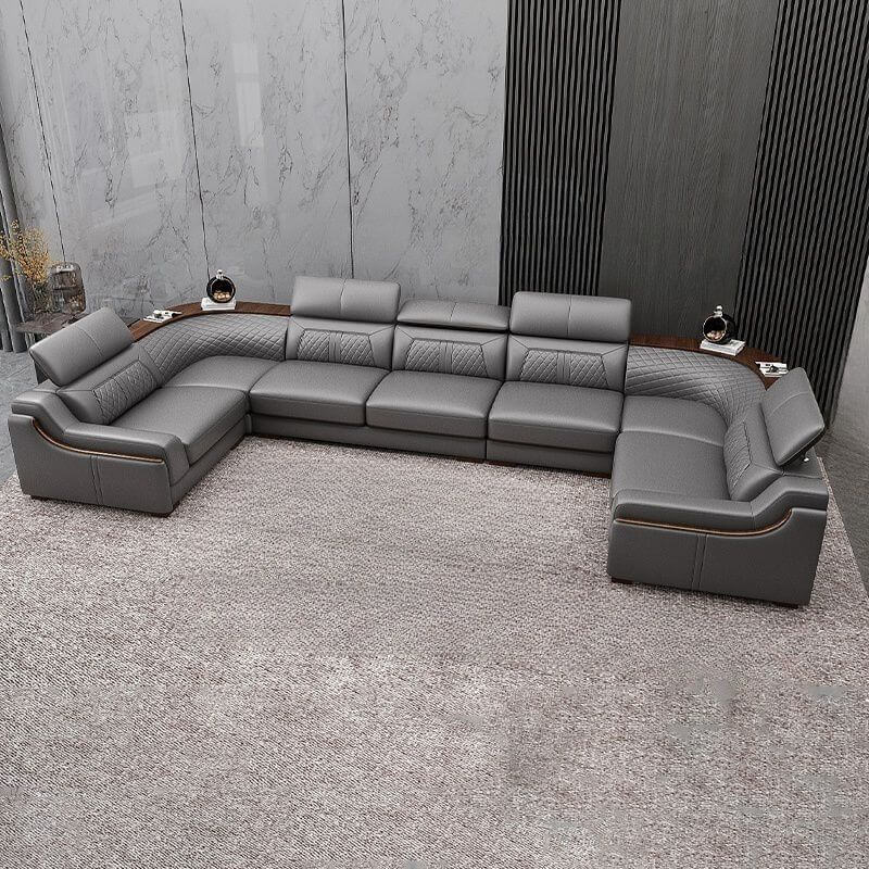 Adjustable headrest on sofa couch