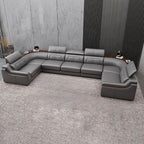 Adjustable headrest on sofa couch