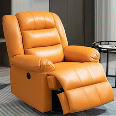 Stretchable cushioned power recliner in beige