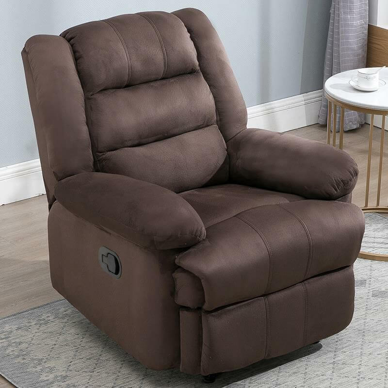 Stretchable cushioned power recliner in beige